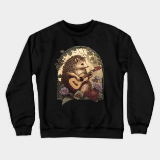 Cottagecore Aesthetic Hedgehog Acoustic Guitar Crewneck Sweatshirt